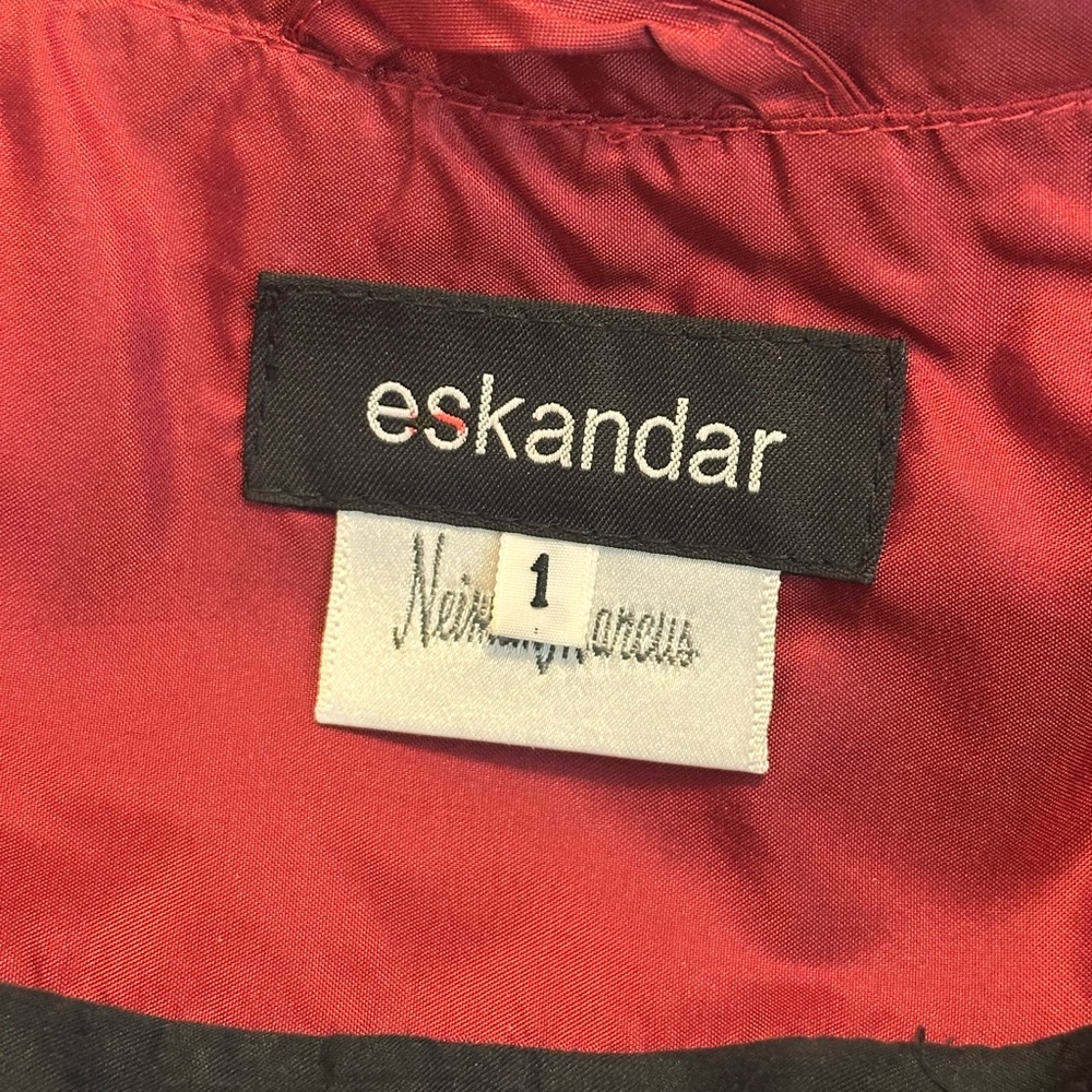 ESKANDAR Red Floral Embroidered Silk Coat - Picture 9 of 9